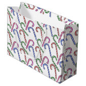 Glitter Candy Cane Patroon Groot Cadeauzakje (Voorkant Gekanteld)