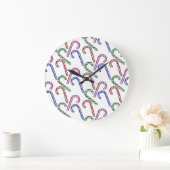 Glitter Candy Cane Patroon Grote Klok (Huis)