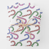 Glitter Candy Cane Patroon Inpakpapier Vel (In situ)