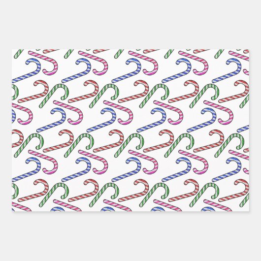 Glitter Candy Cane Patroon Inpakpapier Vel (Voorkant)