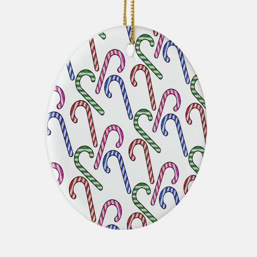 Glitter Candy Cane Patroon Keramisch Ornament (Rechts)