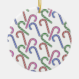 Glitter Candy Cane Patroon Keramisch Ornament