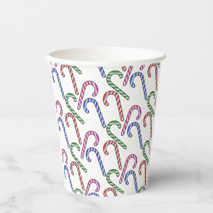 Glitter Candy Cane Patroon Papieren Bekers