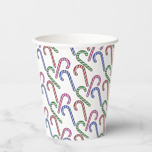 Glitter Candy Cane Patroon Papieren Bekers (Voorkant)