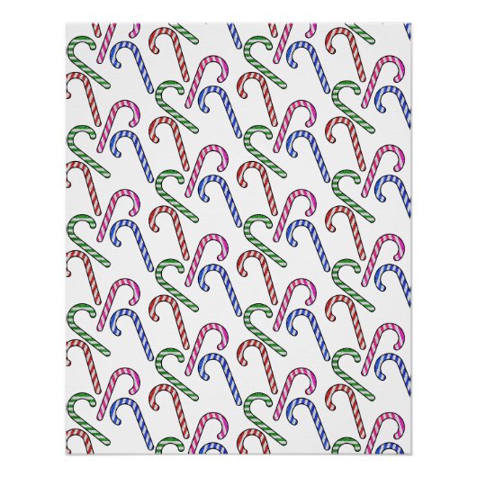 Glitter Candy Cane Patroon Perfect Poster (Voorkant)