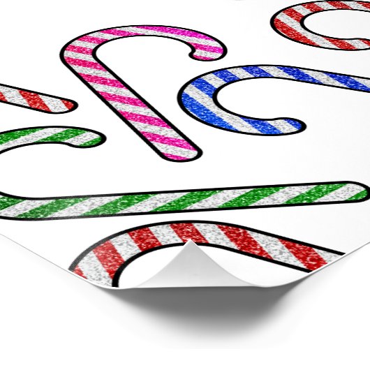 Glitter Candy Cane Patroon Perfect Poster (Hoek)