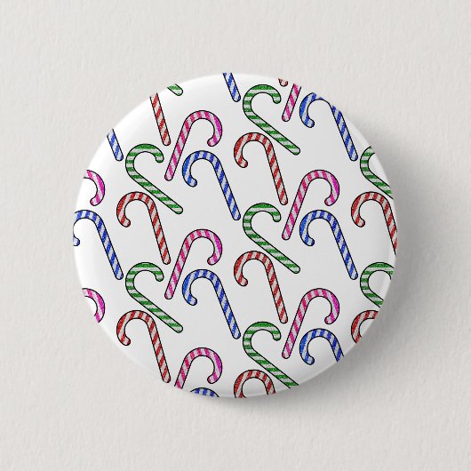 Glitter Candy Cane Patroon Ronde Button 5,7 Cm (Voorkant)