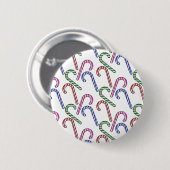 Glitter Candy Cane Patroon Ronde Button 5,7 Cm (Voorkant /achterkant)