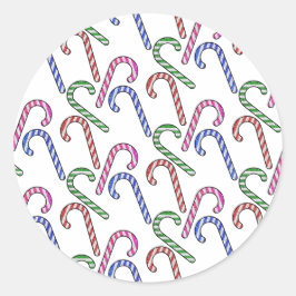 Glitter Candy Cane Patroon Ronde Sticker