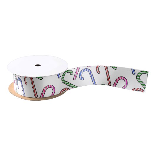 Glitter Candy Cane Patroon Satijnen Lint (Spoel)