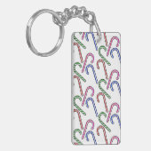 Glitter Candy Cane Patroon Sleutelhanger (Voorkant Links)
