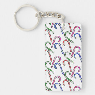 Glitter Candy Cane Patroon Sleutelhanger