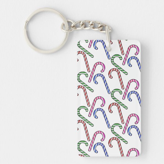 Glitter Candy Cane Patroon Sleutelhanger (Voorkant)