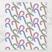 Glitter Candy Cane Patroon Wijn Etiket (Enkel label)