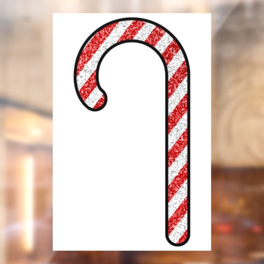 Glitter Candy Cane Raamsticker (Vel 2)