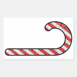 Glitter Candy Cane Rechthoekige Sticker