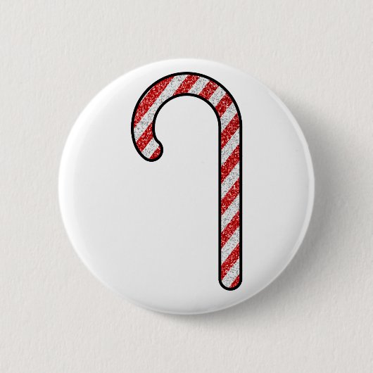 Glitter Candy Cane Ronde Button 5,7 Cm (Voorkant)