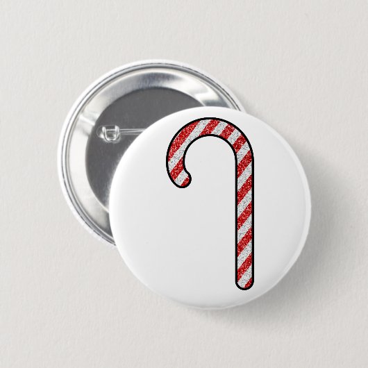 Glitter Candy Cane Ronde Button 5,7 Cm (Voorkant /achterkant)