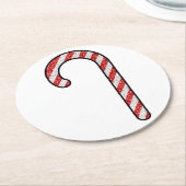 Glitter Candy Cane Ronde Kartonnen Onderzetter (Gebogen)