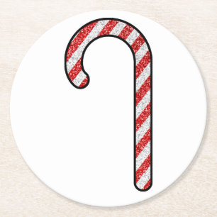 Glitter Candy Cane Ronde Kartonnen Onderzetter
