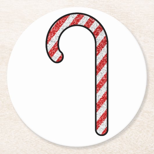 Glitter Candy Cane Ronde Kartonnen Onderzetter (Voorkant)