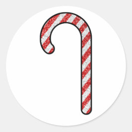 Glitter Candy Cane Ronde Sticker