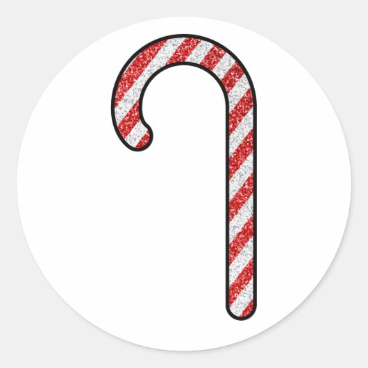 Glitter Candy Cane Ronde Sticker (Voorkant)