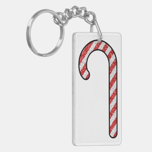 Glitter Candy Cane Sleutelhanger (Voorkant Links)