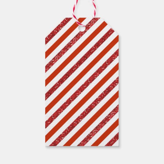 Glitter Candy Cane Stripe Cadeaulabel (Achterkant)