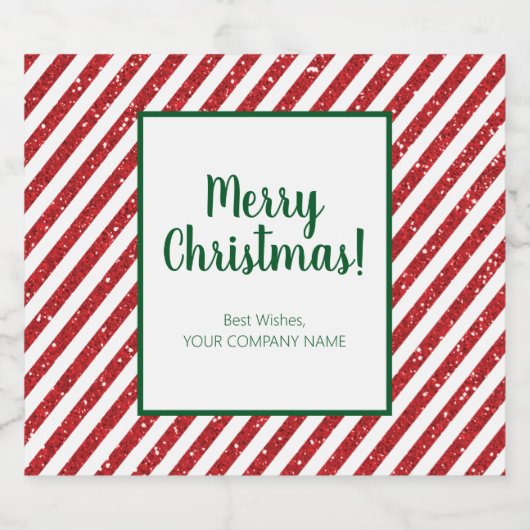 Glitter Candy Cane Striped Company Bier Etiket (Enkel label)