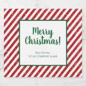 Glitter Candy Cane Striped Company Sparkling Wijnetiket (Enkel label)