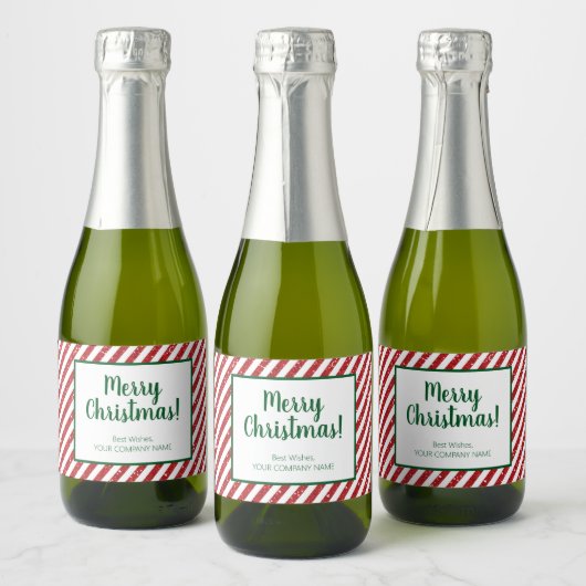 Glitter Candy Cane Striped Company Sparkling Wijnetiket (Flessen)