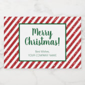 Glitter Candy Cane Striped Company Sparkling Wijnetiket (Enkel label)