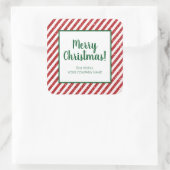Glitter Candy Cane Striped Company Square Sticker (Tas)