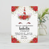 Glitter Candy Cane Unicorn Holiday Birthday Kaart (Staand voorkant)