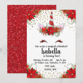 Glitter Candy Cane Unicorn Holiday Birthday Kaart (Voorkant / Achterkant)