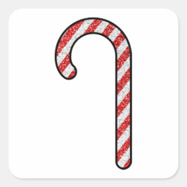 Glitter Candy Cane Vierkante Sticker