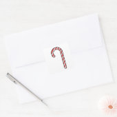Glitter Candy Cane Vierkante Sticker (Envelop)
