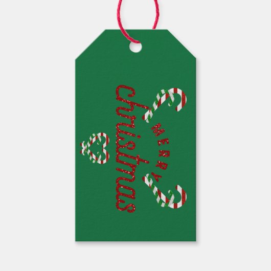 Glitter Candy Canes Cadeaulabel (Voorkant)