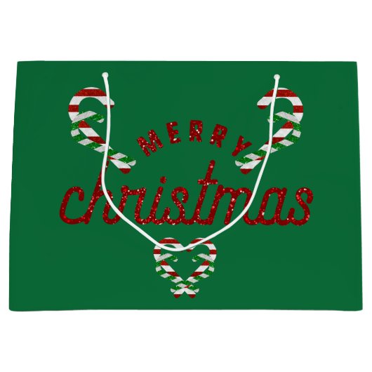 Glitter Candy Canes Groot Cadeauzakje (Voorkant)