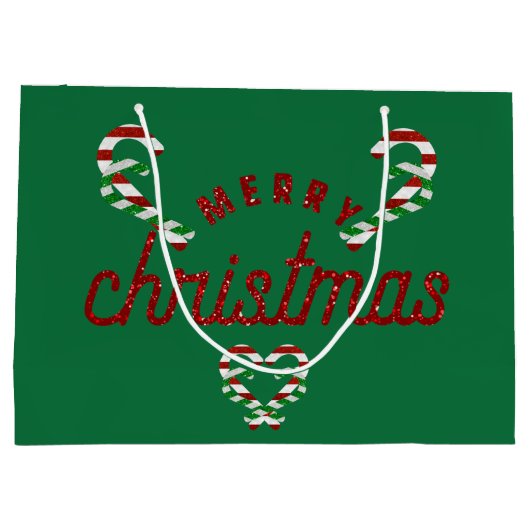Glitter Candy Canes Groot Cadeauzakje (Achterkant)