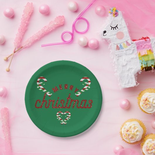 Glitter Candy Canes Papieren Bordje (Feest)