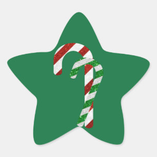Glitter Candy Canes Ster Sticker