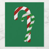 Glitter Candy Canes Wijn Etiket (Enkel label)