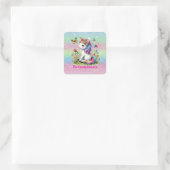 Glitter candy unicorn meadow wildflowers vierkante sticker (Tas)