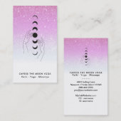 *~* Glitter Caress Maan Fasen - Hand Celestial Visitekaartje (Voorkant / Achterkant)