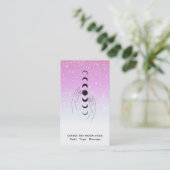 *~* Glitter Caress Maan Fasen - Hand Celestial Visitekaartje (Staand voorkant)