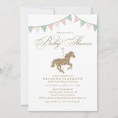 Glitter Carousel Horse | Uitnodiging tot Baby show (Voorkant)
