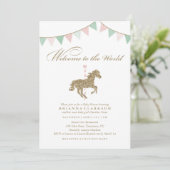 Glitter Carousel Horse | Welkom in de Baby van de  Kaart (Staand voorkant)
