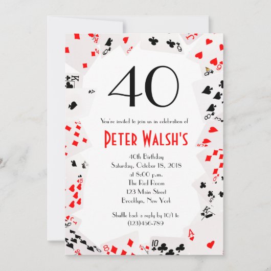 Glitter Casino Las Vegas Birthday Invitation Kaart (Voorkant)